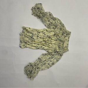 CeCe Yellow Floral Blouse with Puff Sleeves